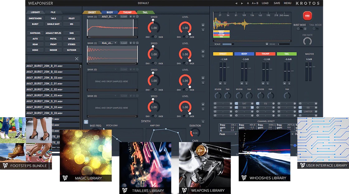 影视武器音效插件 | Krotos Weaponiser Fully Loaded v1.5.0 WIN版（包含7G声音库）-VST云