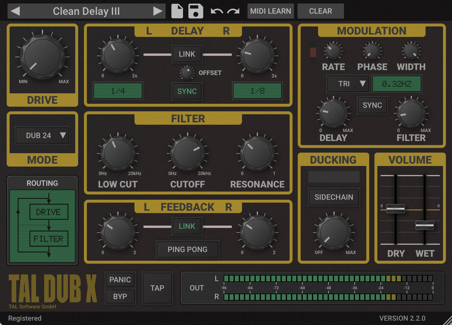 饱和延迟插件 | Togu Audio Line TAL-Dub-X v2.2.1 WIN&MAC U2B-VST云